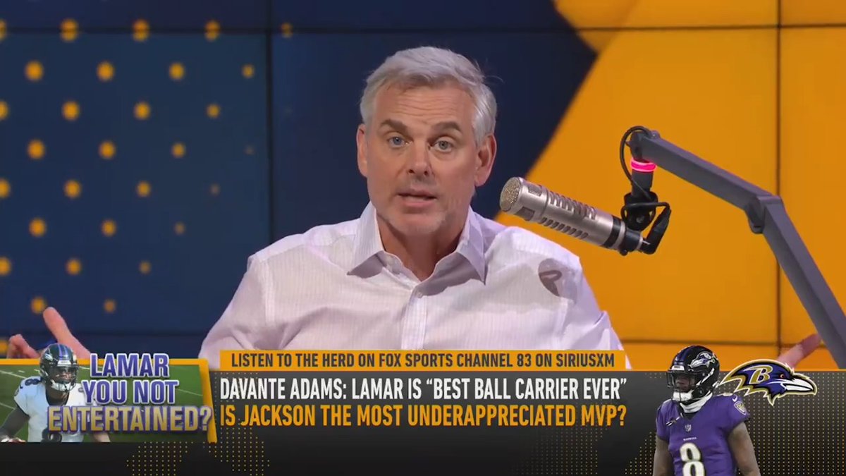 Colin Cowherd keeps GOING TO BAT for Lamar Jackson, calling him underrated and pulling receipts “If you don’t face him regularly he’s even better than Mahomes…there’s nothing in the league like him, you can’t prepare for him…He doesn’t get any respect”