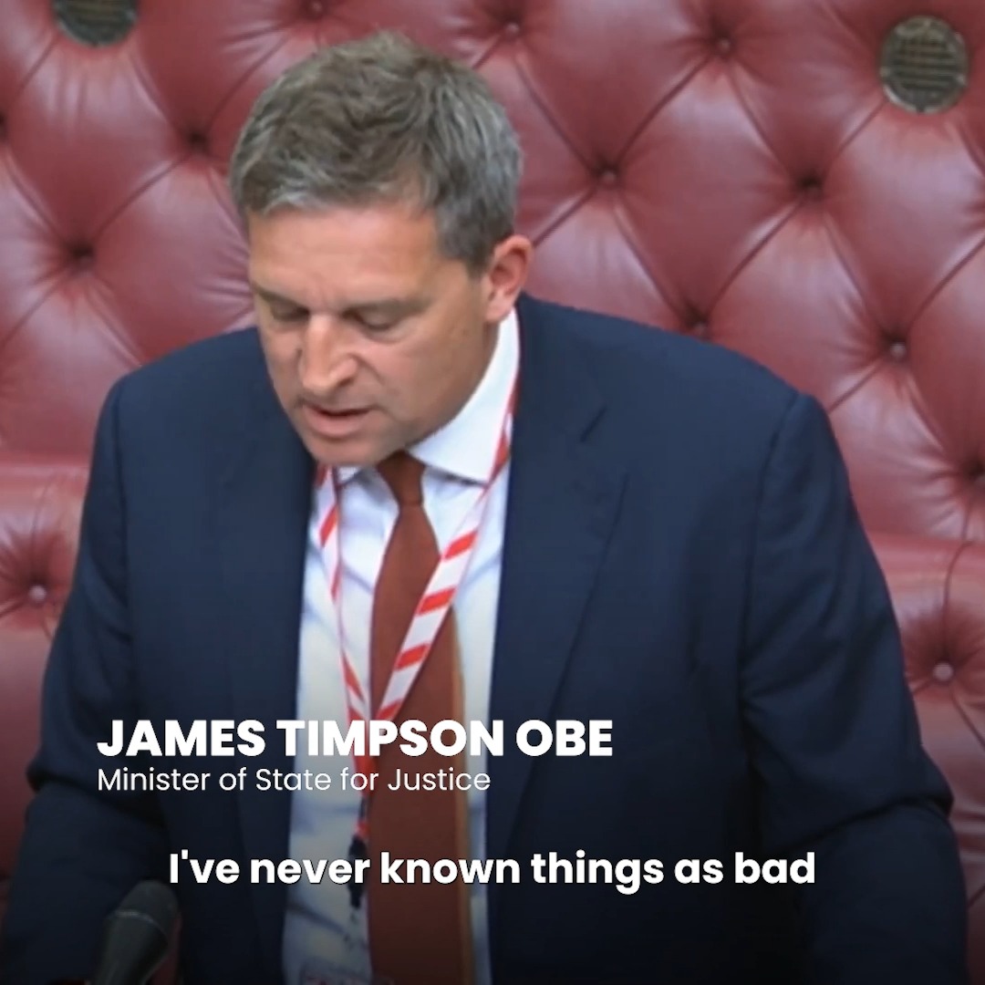 We’ve taken decisive action to stop the breakdown of law and order in this country. James Timpson told The House of Lords that he’s never known the state of prisons to be so dire and explained the actions taken to prevent the collapse of the criminal justice system.