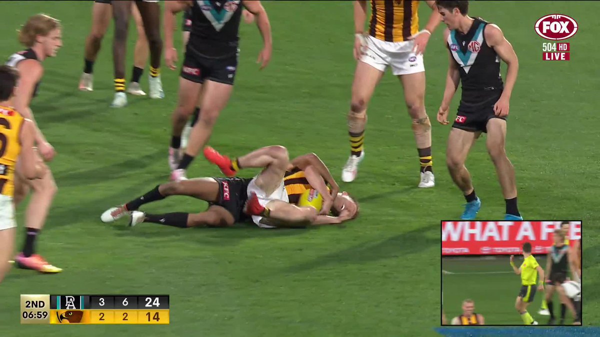 A THIRD Hawthorn goal from another dangerous tackle free kick AND 50m penalty. 📺 Watch #AFLPowerHawks on ch. 504 or stream on Kayo: ✍️ BLOG 🔢 MATCH CENTRE