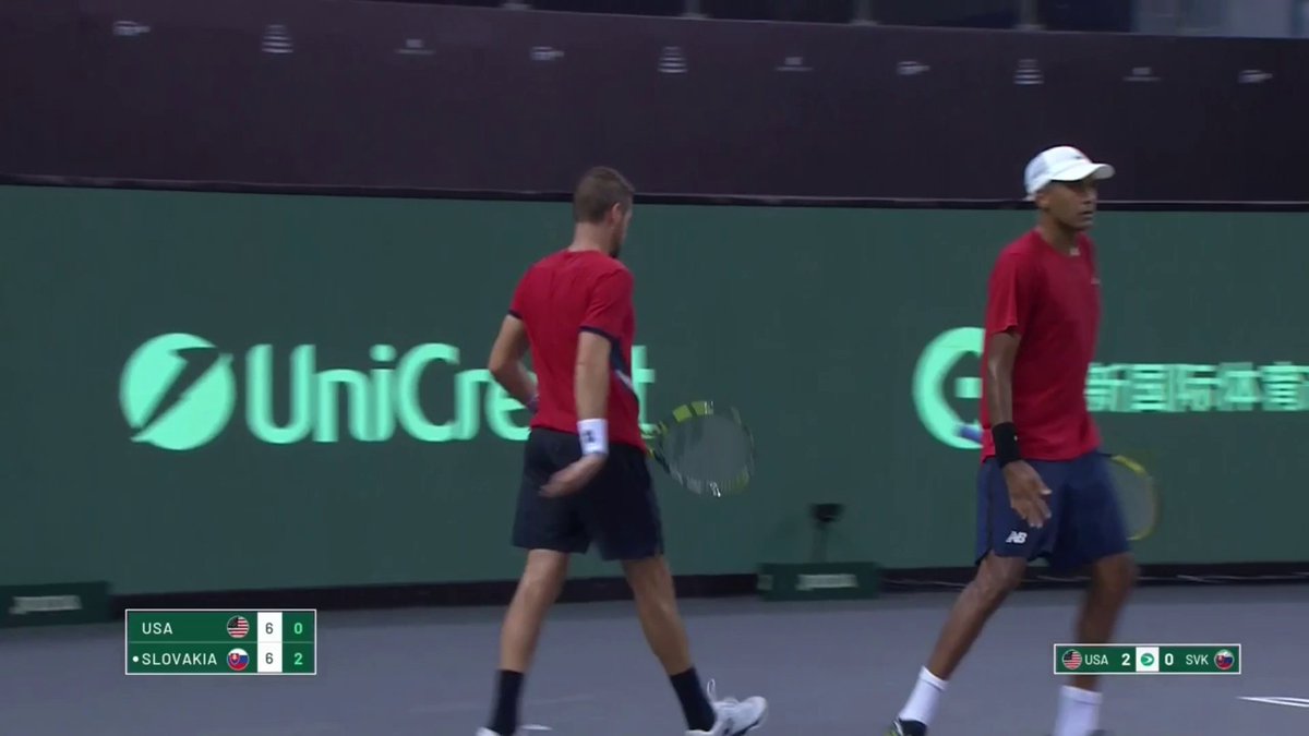 Playing without fear 💪 Gombos and Klein take the first set in the doubles 🇸🇰 #DavisCup