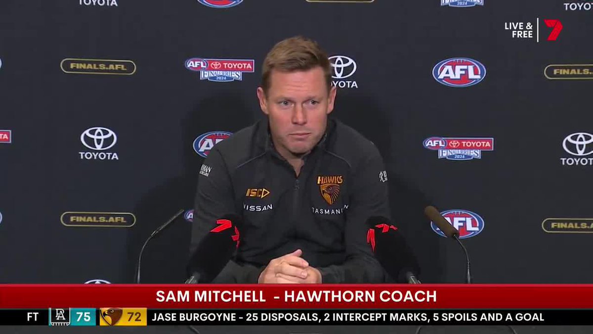 Sam Mitchell addresses the exchange between Ken Hinkley and James Sicily. #AFLPowerHawks | #AFLFinals