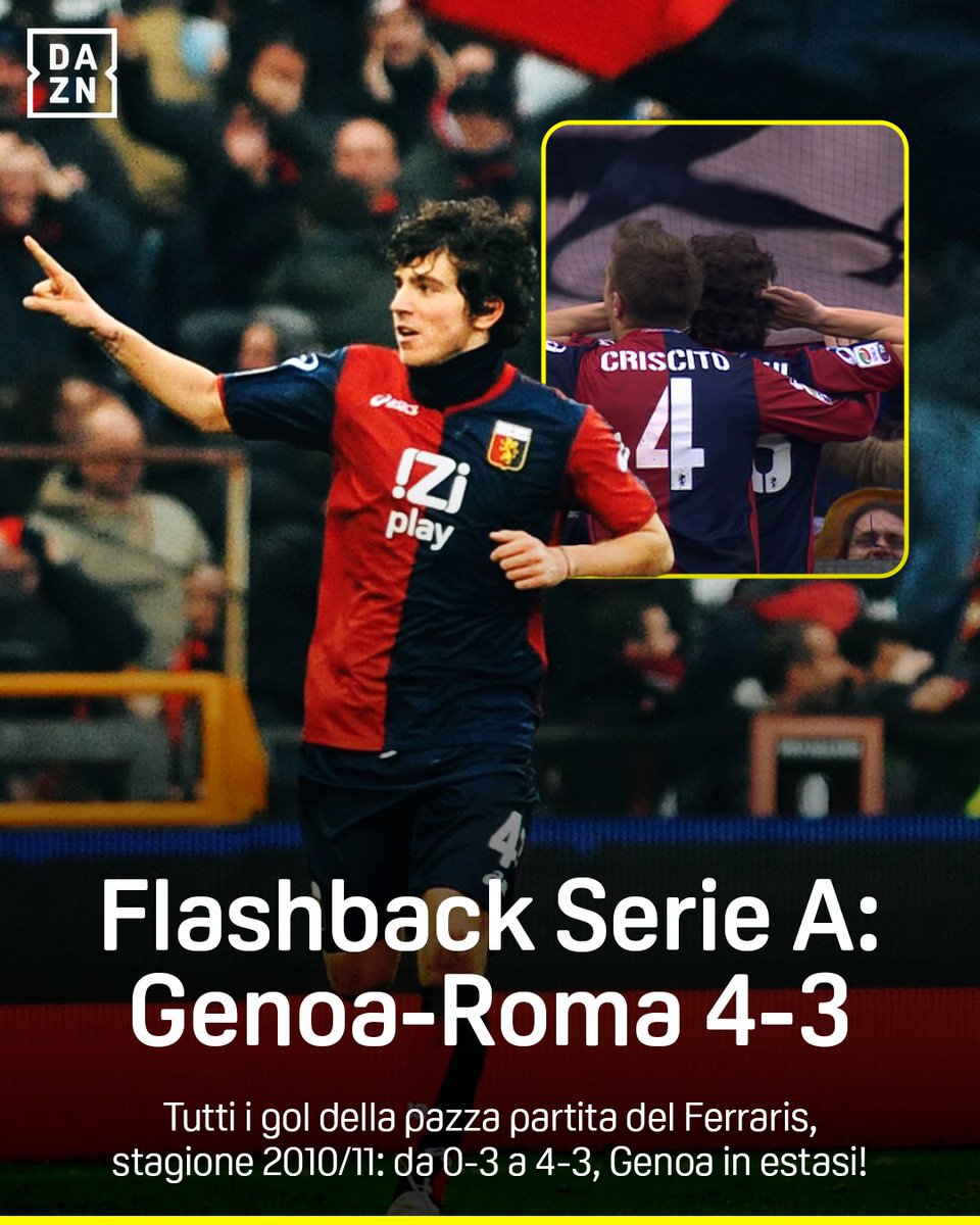 Da 0-3 a 4-3: una delle partite più pazze di sempre 🤯 #GenoaRoma torna domenica alle 12.30 su #DAZN!