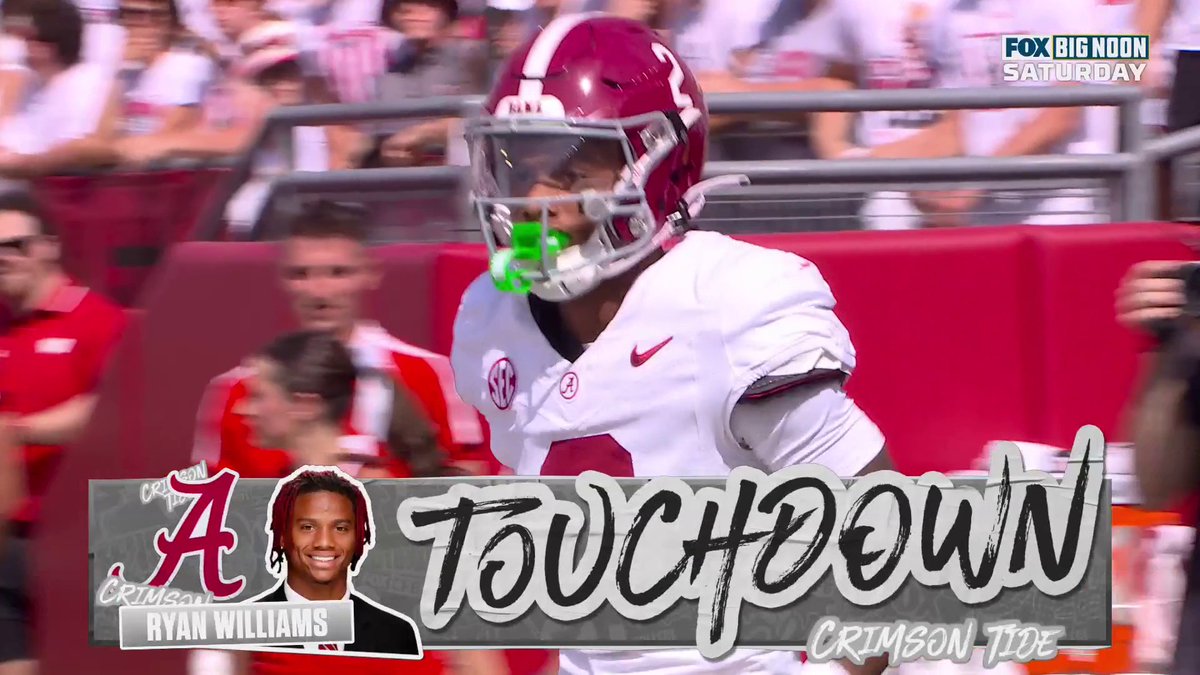 RYAN WILLIAMS WITH THE TD 🔥 17-YEAR-OLD STAYS MAKING PLAYS 😤 (via FOX College Football)