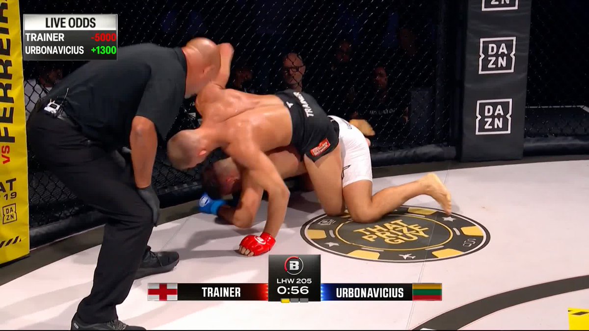FIRST ROUND RNC! Luke Trainer submits Laurynas Urbonavicius in the first round to extend his win streak to four! #BellatorLondon | LIVE NOW on DAZN & MAX