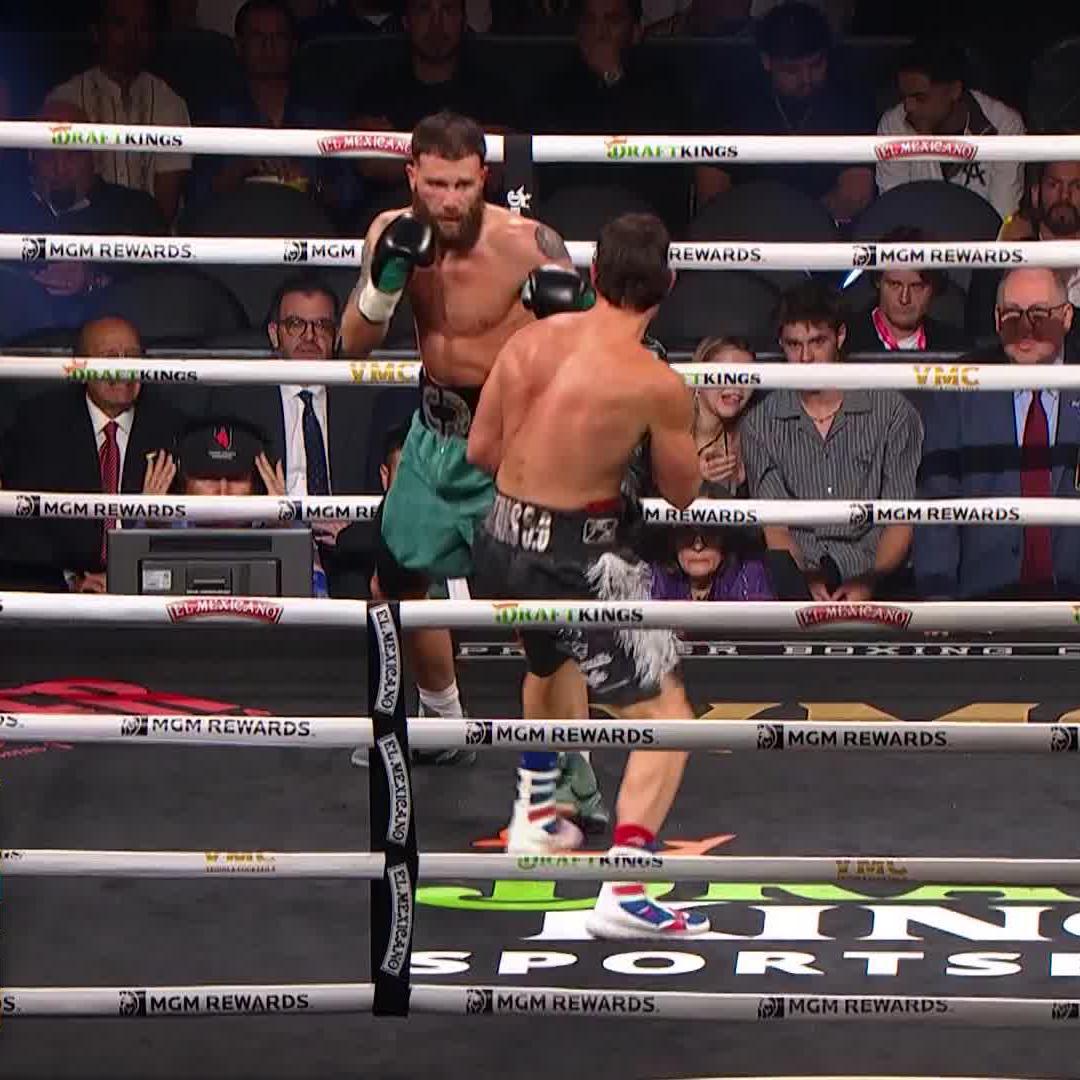 The Dance At The End ๐ CalebPlant and Trevor McCumby are letting the shots fly as the 2nd ended. #CaneloBerlanga | LIVE NOW on DAZN! Click link in bio to buy