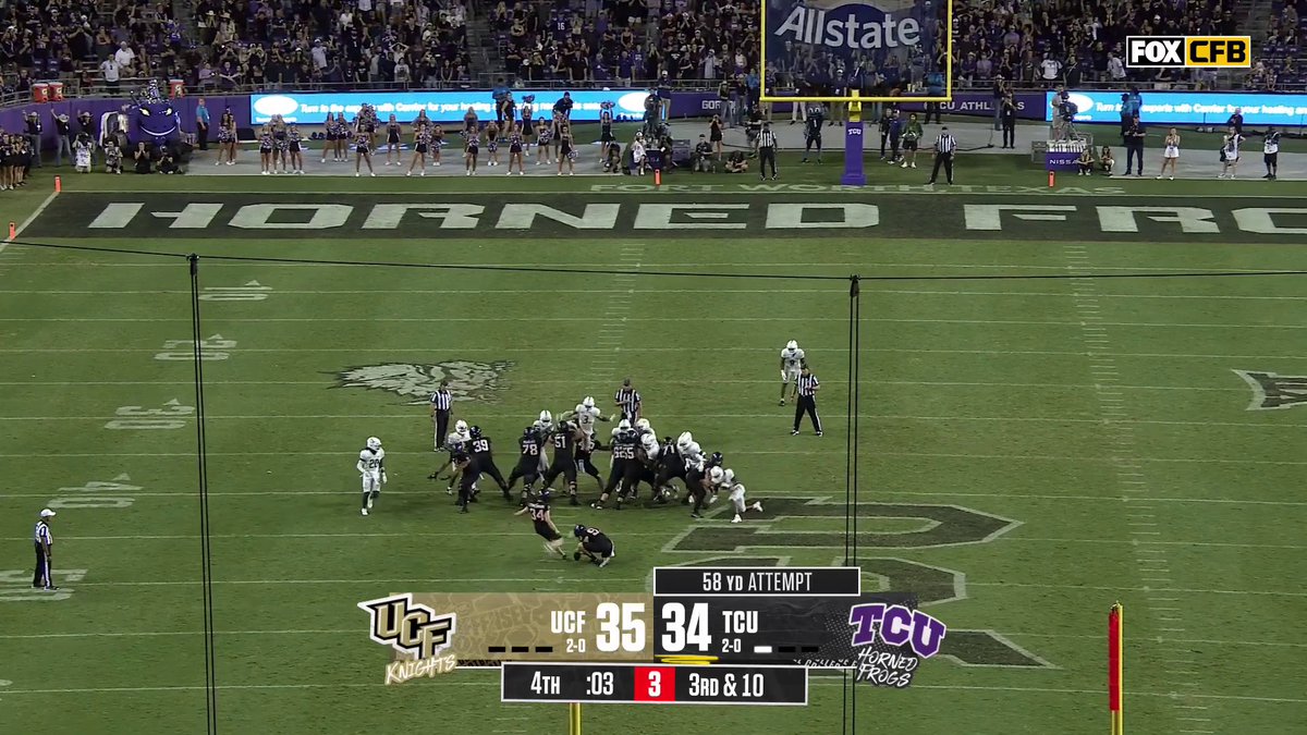 IT'S NO GOOD TCU misses the 58-yard attempt and UCF hangs on to win!