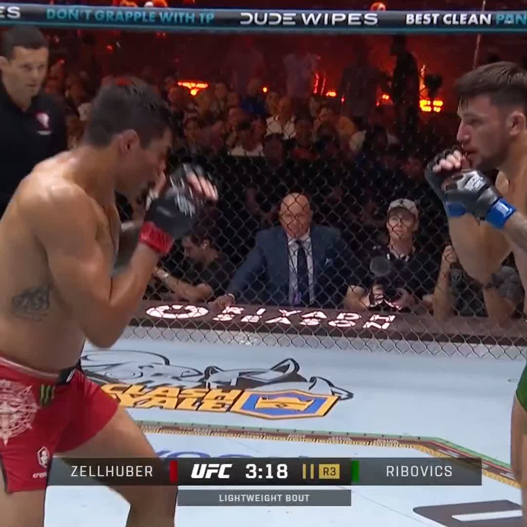 El Argentino esteban Ribovics le ganó al mexicano zellhuber Literal le metió 100 piñas seguidas Encima era un evento de la UFC para festejar la independencia de México KJJJJJJJJJJ