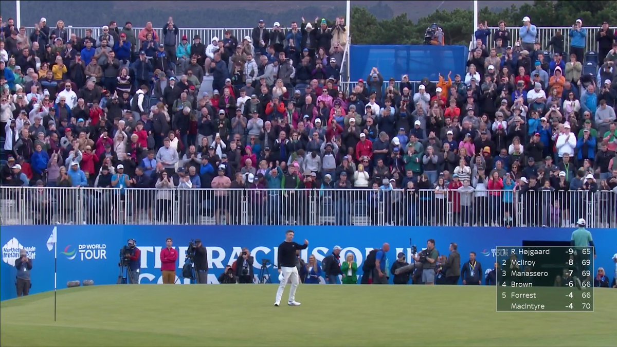 Rory McIlory was THIS close to hitting a final hole eagle to force a play-off with Rasmus Højgaard at the Amgen Irish Open 🤏