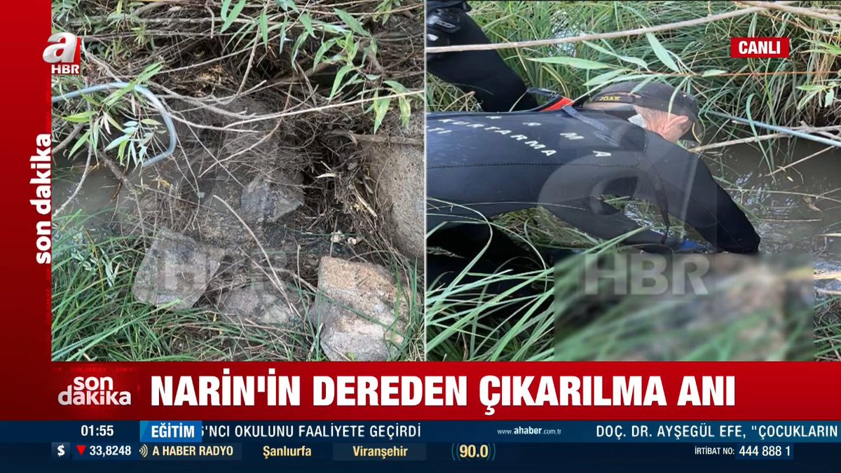 ❗️ NARİN'İN DEREDEN ÇIKARILMA ANI 8 yaşındaki Narin Güran'ın cenazesinin dereden çıkarılma anına ait fotoğraflara, A Haber ulaştı.