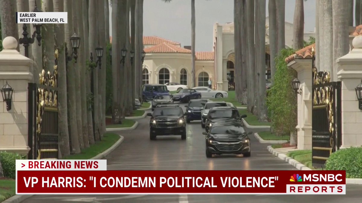 In a statement, Vice President Harris says she is deeply disturbed by the possible assassination attempt of former President Trump and that she condemns political violence.