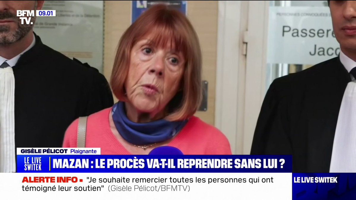 Procès des viols de Mazan: "Grâce à vous tous, j'ai la force de mener ce combat jusqu'au bout", assure Gisèle Pélicot