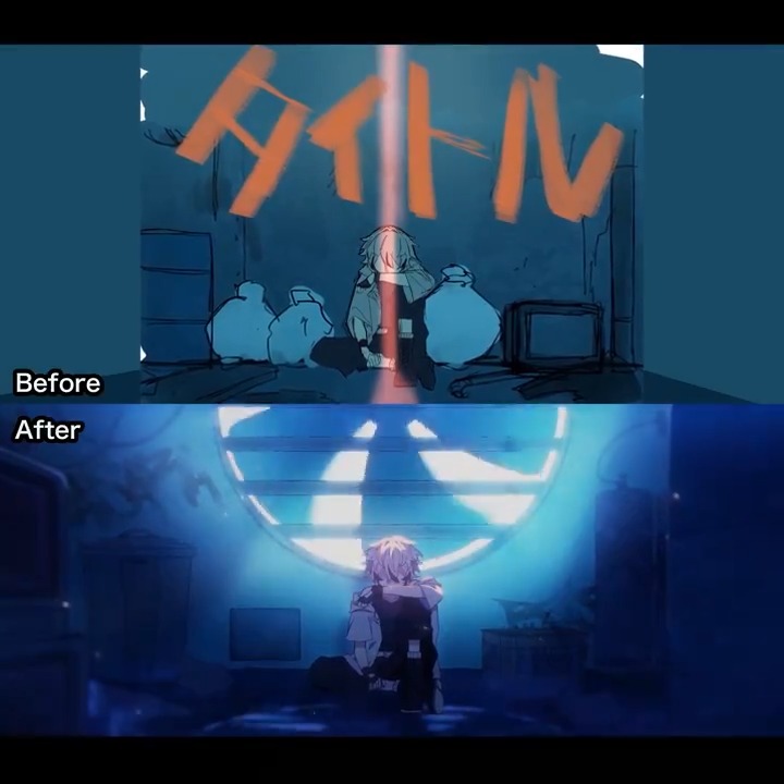 🧪💭『バサラ』MV コンテ比較 今回は高画質で見れるよう、Youtubeにもアップしました！ ハガラさんとのラフなやりとりメモもかなり残しているので、気になる方はスローで見てみてください😂 #breakdown #aftereffects