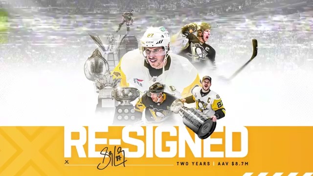 THE CAPTAIN IS COMMITTED. The Penguins have re-signed Sidney Crosby to a two-year contract extension, running through the 2026.27 season and carrying an average annual value of $8.7 million. Details: