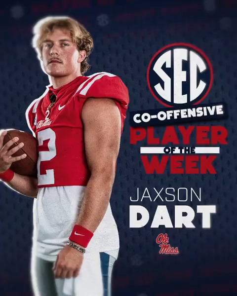 🏈 SEC Offensive Player of the Week: WK 3 🔵 Jaxson Dart Ole Miss Football x #SECFB