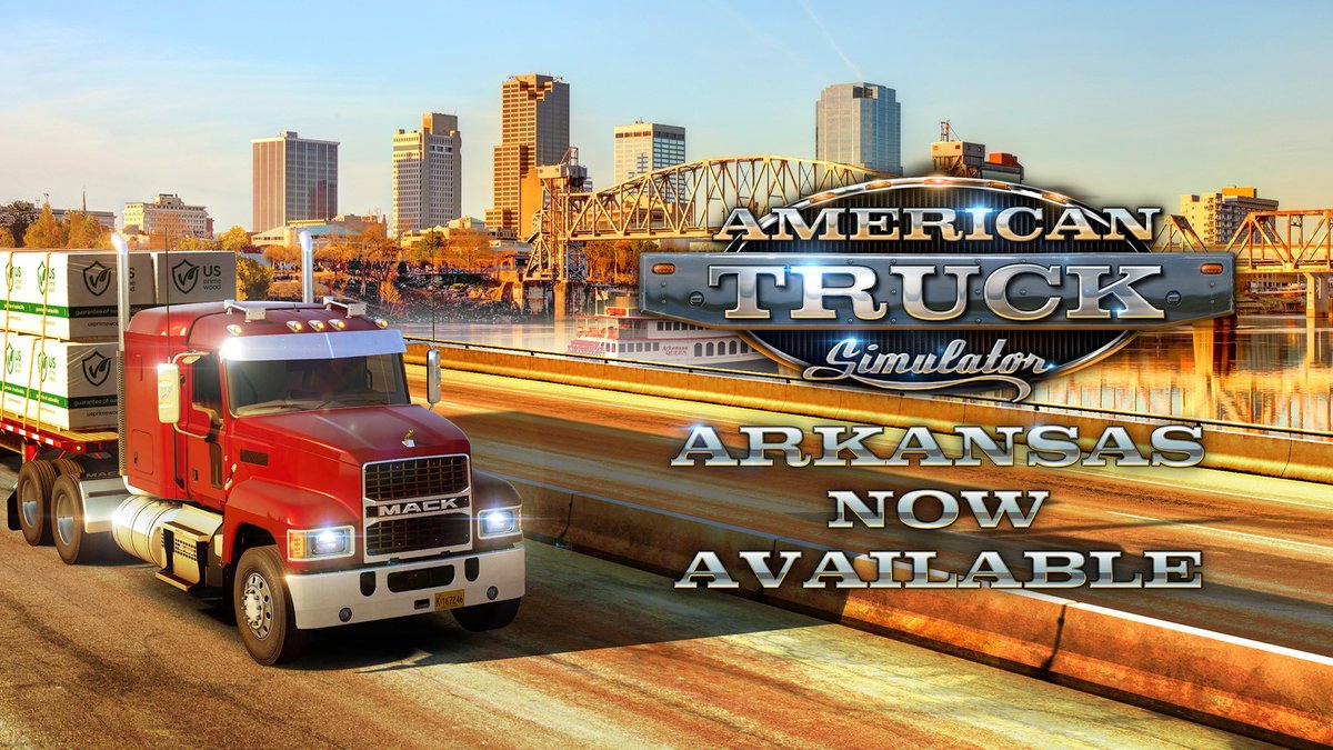 The Arkansas DLC is now released and available on Steam! 🚛💨 Explore the beauty of Arkansas' countryside and towns, haul new cargo, discover unmarked roads, viewpoints, easter eggs, and more! 😍🇺🇸 Get the Arkansas map expansion on Steam NOW 👇