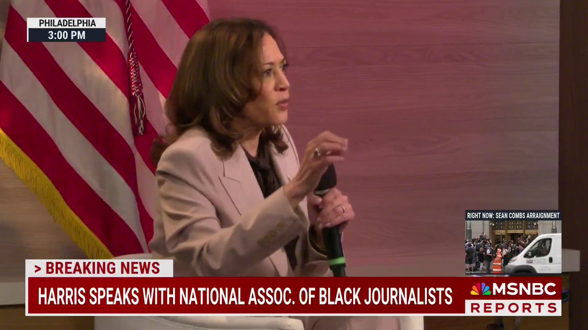 “You cannot be entrusted with standing behind the seal of the president of the United States of America, engaging in that hateful rhetoric that... is designed to divide us as a country.” Harris on the false claims being spread about Springfield, OH during an NABJ interview.