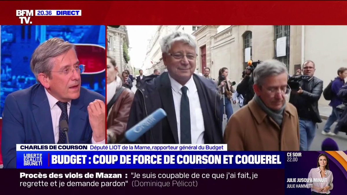 "Absolument": le rapporteur général du Buget, Charles de Courson (Liot), affirme que Michel Barnier est dans l'illégalité en refusant de lui communiquer les lettres-plafonds