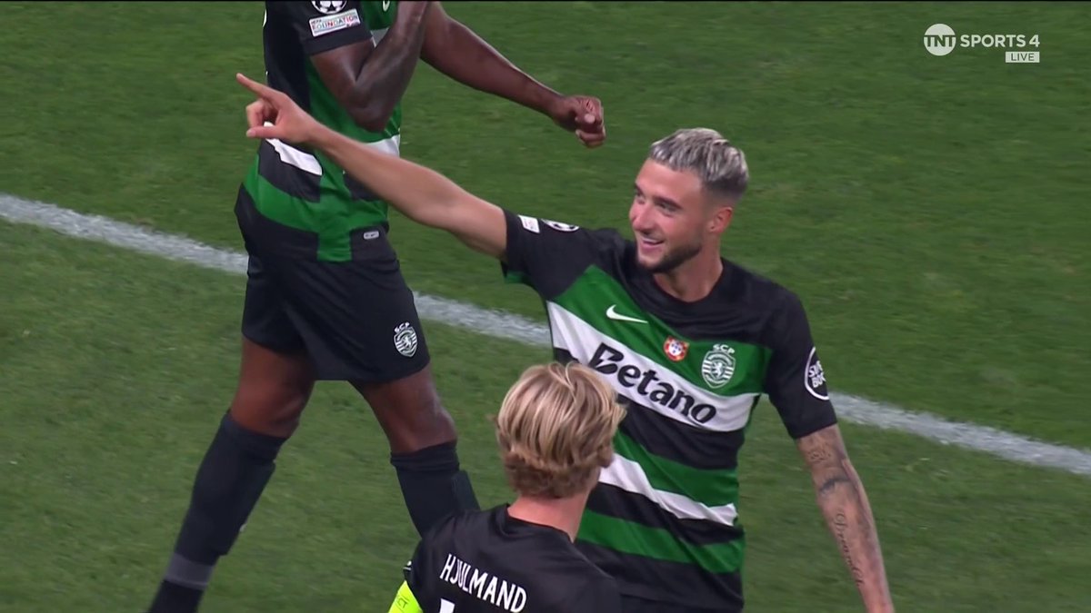 WHAT A HIT! 😱 Sporting double their lead with a stunning strike from an unexpected hero, defender Zeno Debast! 💥 📺 TNT Sports &amp; discovery+ UK
