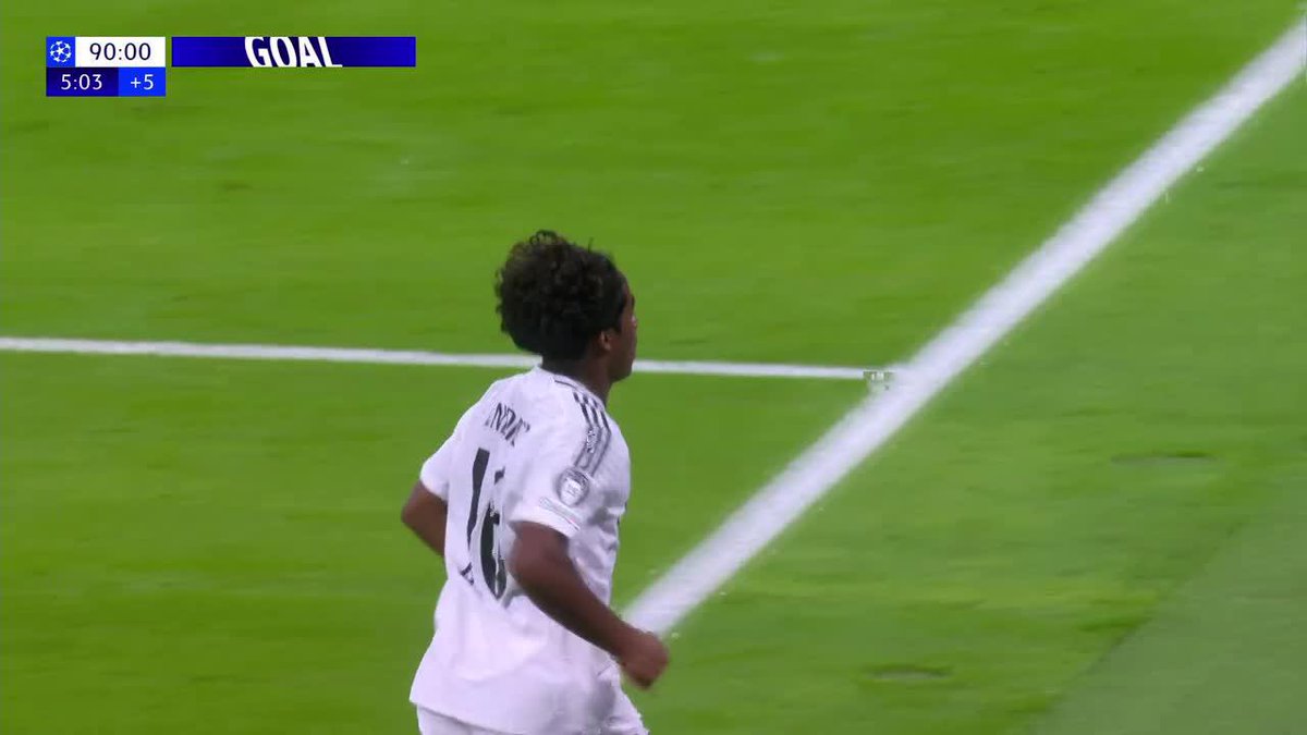 GOL DE ENDRICK EN SU DEBUT ABSOLUTO EN CHAMPIONS LEAGUE CON REAL MADRID. 18 AÑOS. 🤯🇧🇷