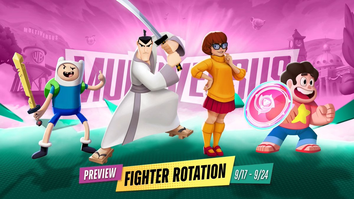 Slammacow! Choose from Finn, Samurai Jack, Velma and Steven Universe in this week’s #MultiVersus preview fighter rotation.