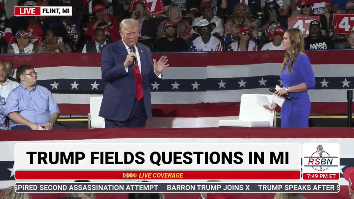 Q: How are you going to bring down the cost of food and groceries? Trump: We allow a lot of farm product into our country. We're not going to allow so much to come in