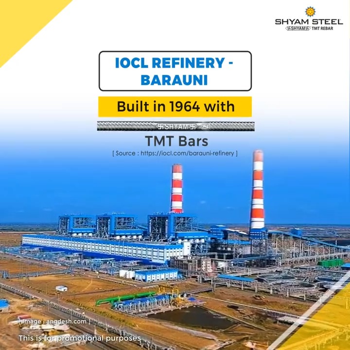 The Barauni Refinery-IOCL, situated on the northern banks of the Ganges, showcases advanced industrial prowess. Built with Shyam Steel TMT Bars, this facility has evolved from its initial capacity to a leading refinery in Bihar. #ShyamSteel