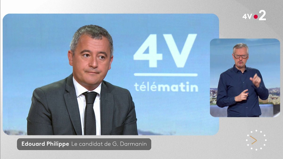🗣"Édouard Philippe est un grand homme d'État, il rendra des grands services à la France" affirme Gérald DARMANIN à propos de la candidature du maire du Havre aux prochaines élections présidentielles. #4V