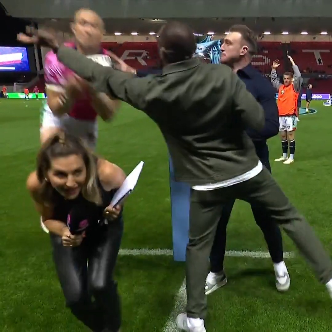 "ORLA!" - Ugo Monye Safe hands from Mike Brown last season after a close call with Orla Chennaoui 😅
