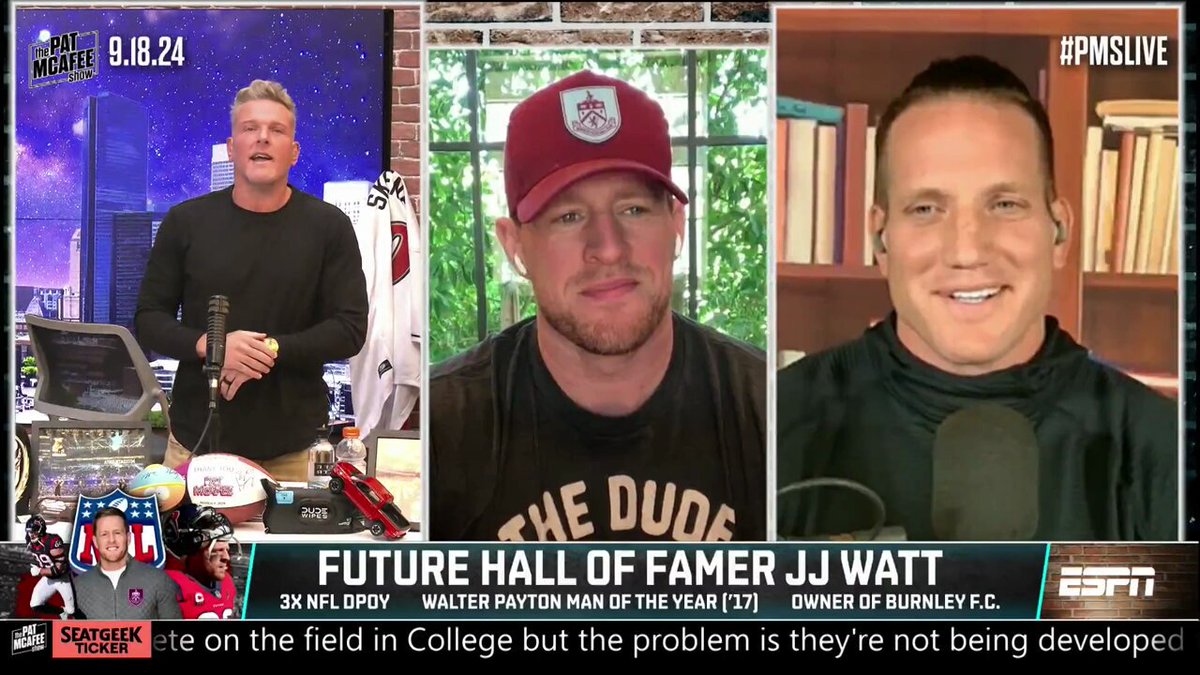 "TJ Watt doesn't get the recognition he deserves and I know how impressive what he's accomplishing is.. He loves football and he loves his teammates" JJ Watt #PMSLive