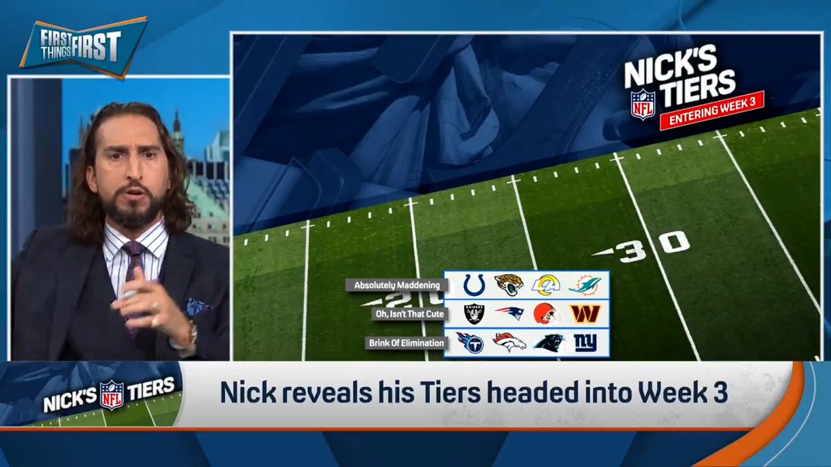 "Are they well coached? No. Do we fully trust either QB? No... But they're the Eagles and Jets so we're going to keep pretending." — nick wright updates his Tiers heading into Week 3