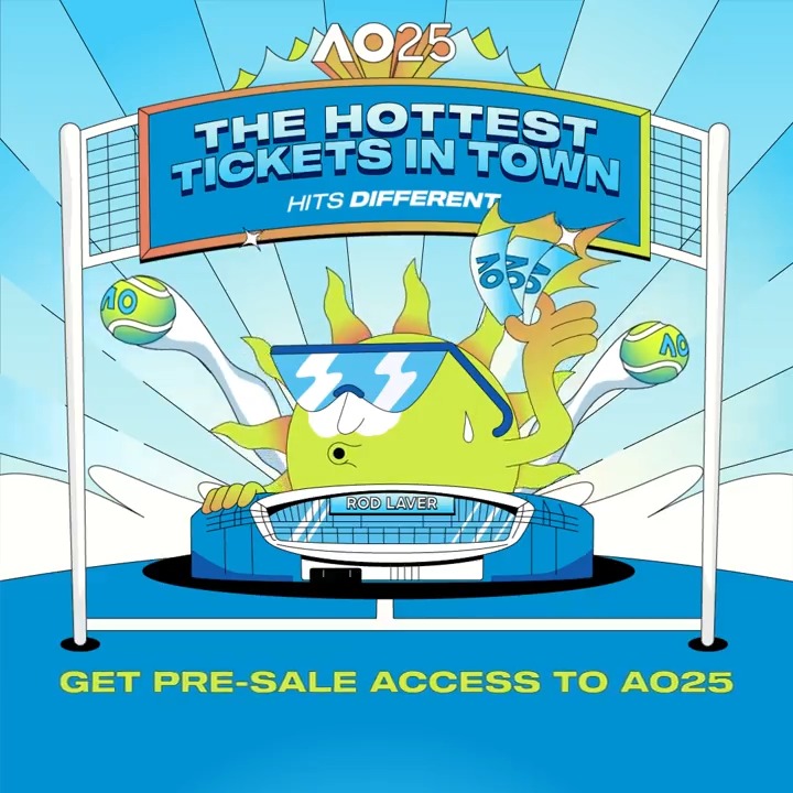 Early ticket access to AO 2025? AO Extras has got you covered 😎 For the first time ever, fans who sign up to AO Extras can get access to #AO2025 tickets before the general public. Mastercard Cardholders can hit the exclusive pre-sale 24 hours earlier!