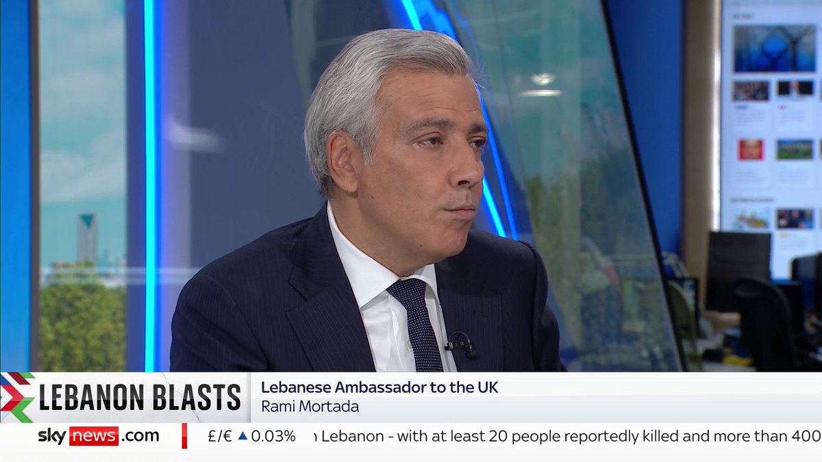 "Netanyahu is like riding a bicycle, the moment he stops, he will fall". Lebanese ambassador to the UK Rami Mortada appeals for peace in the region amid fears of escalation between Israel and Hezbollah. 📺 Sky 501, Virgin 602, Freeview 233, YouTube