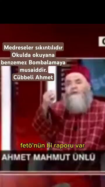 Cübbeli Ahmet'ten Hezeyan açıklamalar! Cübbeli Ahmet "Medreseler sıkıntılıdır okulda okuyana benzemez" dedi. Medrese talebeleri heykel de devirir,bomba da atabilirler dedi! Yani medreseler okullardan tehlikeliymiş. Operasyonu anlayabiliyormusunuz? Peki sormak lazım DHKPC PKK mensupları okullardan çıkmıyor mu ? Kaç tane medrese talebesi bomba atmış ? Yoksa cübbeli bir sonra ki hükümetin ön hazırlığını mı yapıyor ?