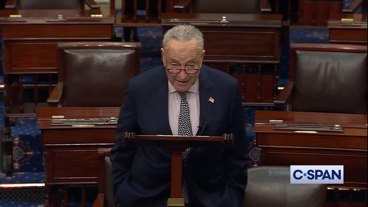 .Chuck Schumer on government funding: "It's time the Speaker moves on...so the Senate will step in. Later today I will file cloture on a legislative vehicle that will enable us to prevent a Trump shutdown in the event that Speaker Johnson does not work with us..."