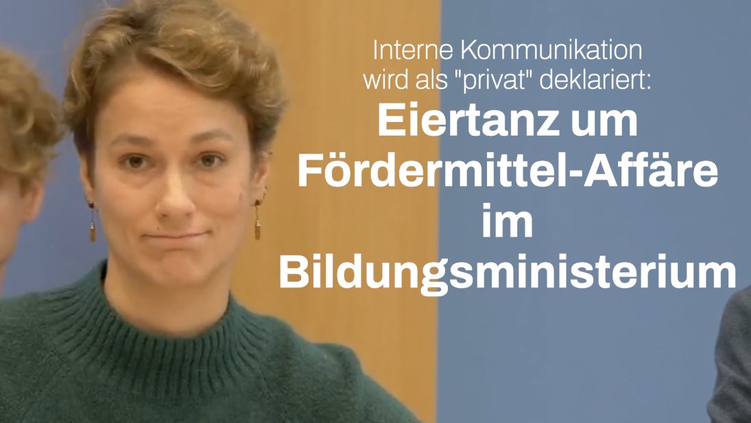 Historischer Eiertanz: Im Bundesbildungsministerium stinkt es gewaltig. Ministerin Stark-Watzinger und ihre Führungsebene versuchen ihre Spuren in der Fördermittel-Affäre zu verwischen indem sie die interne Kommunikation im Haus zur Privatsache deklarieren. Hier die 12 min RegPK