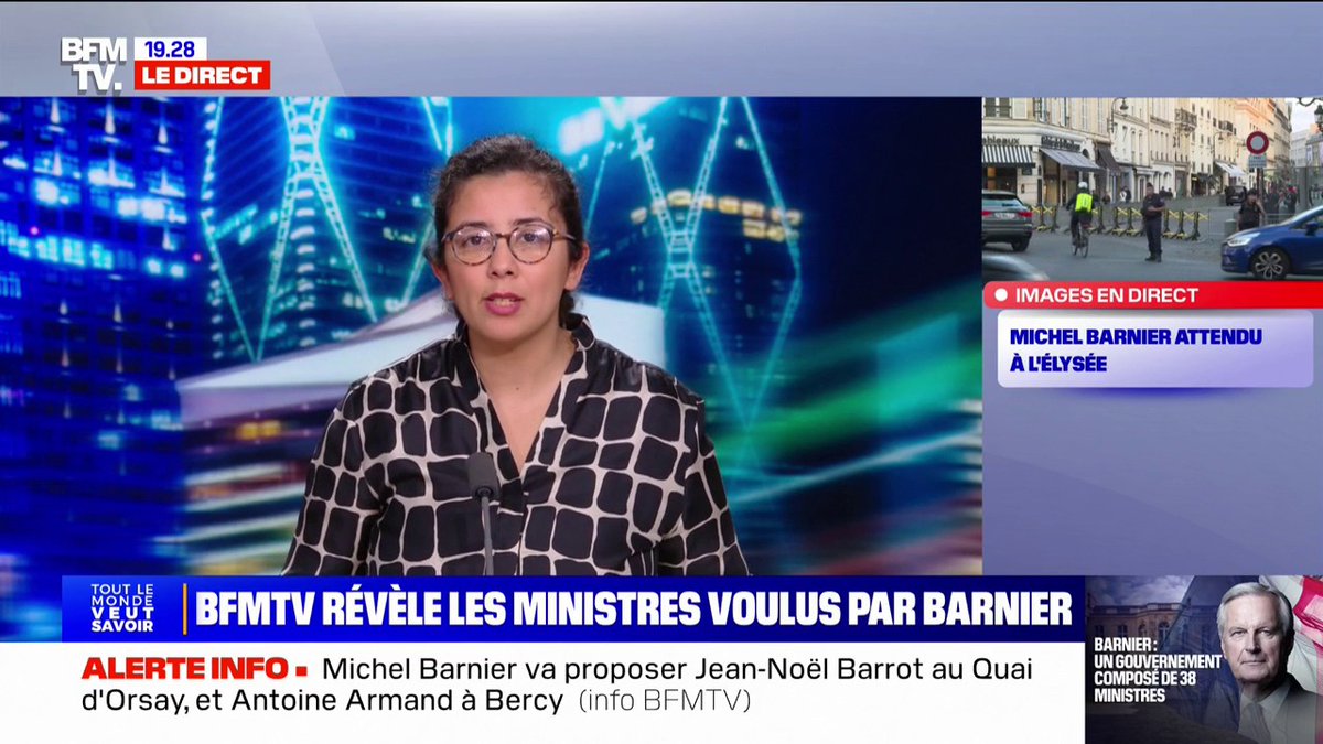 Sébastien Lecornu aux Armées, Agnès Pannier-Runacher à l'Écologie, Jean-Noël Barrot aux Affaires étrangères, Geneviève Darrieussecq à la Santé, Antoine Armand à l'Économie, Astrid Panosyan-Bouvet au Travail… ➡ Les noms que Michel Barnier va proposer à Emmanuel Macron