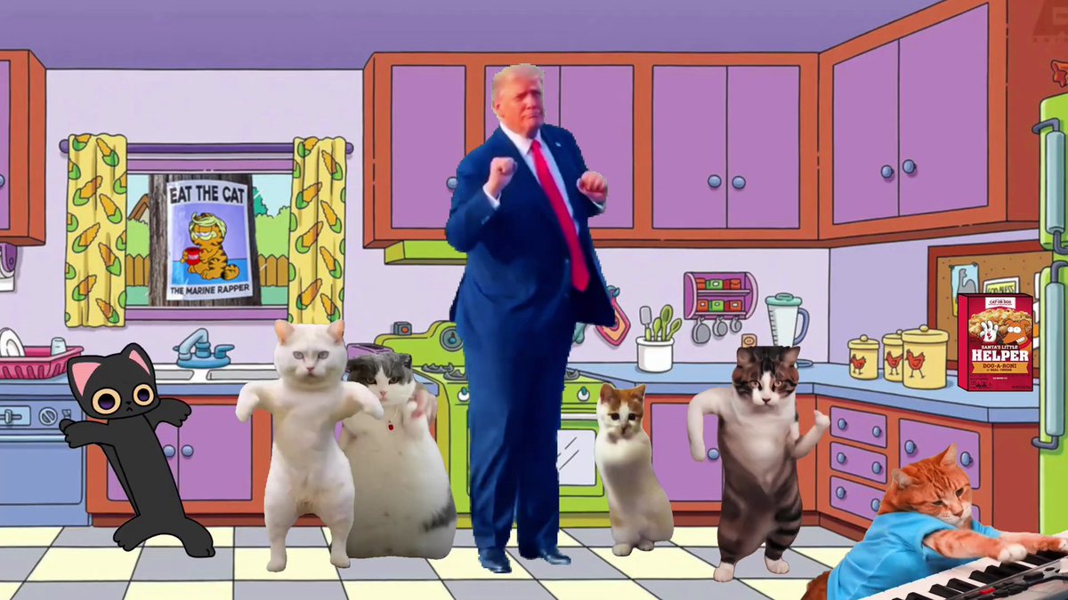 This is gold 😂 🎶They're eating the dogs, they're eating the cats. Eat the cat. Eat, eat the cat🎶 🎥The Marine Rapper
