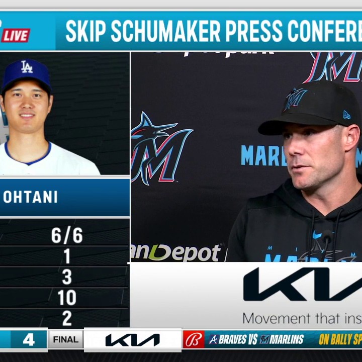 "That's a bad move, baseball-wise, karma-wise, baseball-gods-wise. You go after him and see if you can get him out." Marlins manager Skip Schumaker explains why they didn't walk Ohtani and what it was like to watch the historic performance tonight.