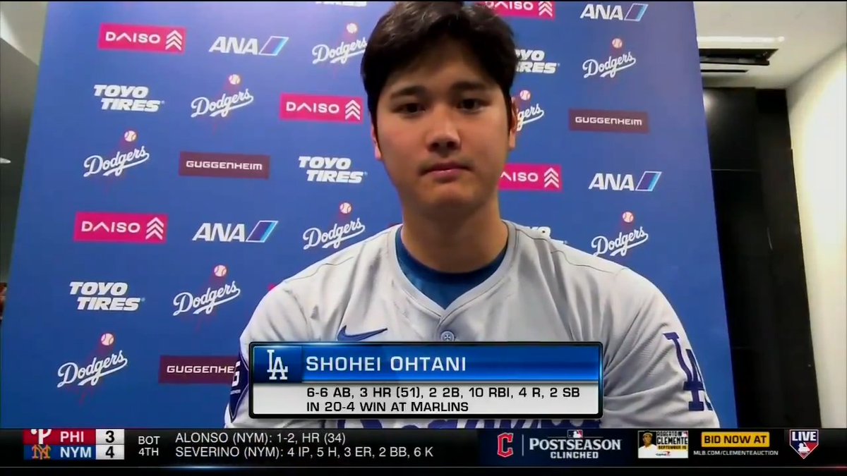 After having one of the greatest games in MLB history, Los Angeles Dodgers superstar Shohei Ohtani joins #MLBTonight to discuss becoming the first-ever member of the 50/50 club.