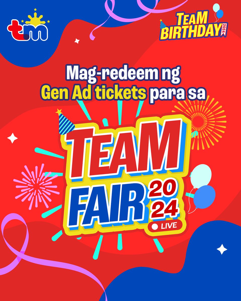 Heto na ang chance mo makita muli ang TeaM SB19 Official ! Mag-redeem na ng Gen Ad tickets for 20 TM Rewards Points sa GlobeOne. Kita-kits sa Bulacan Sports Complex sa October 12. Maki-TeaM Birthday na! 🎂