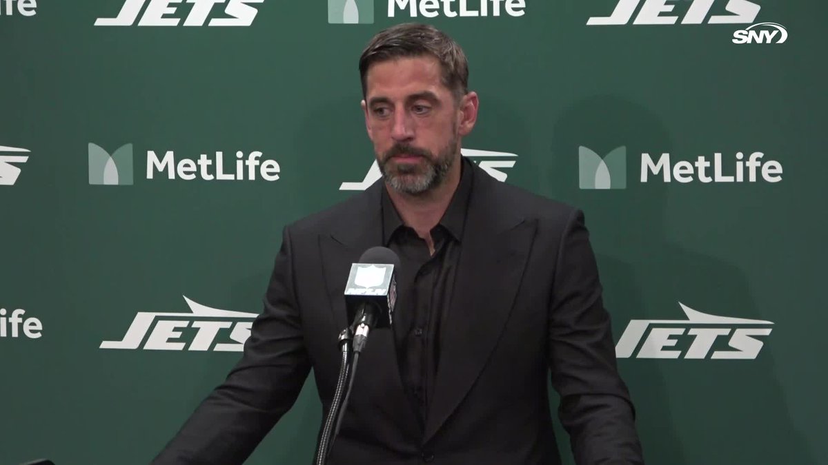 Aaron Rodgers was asked about his exchange with Robert Saleh in the second quarter: "He talks a lot about two-score leads. So I just kind of gave him a push and said 'two-score lead.'"