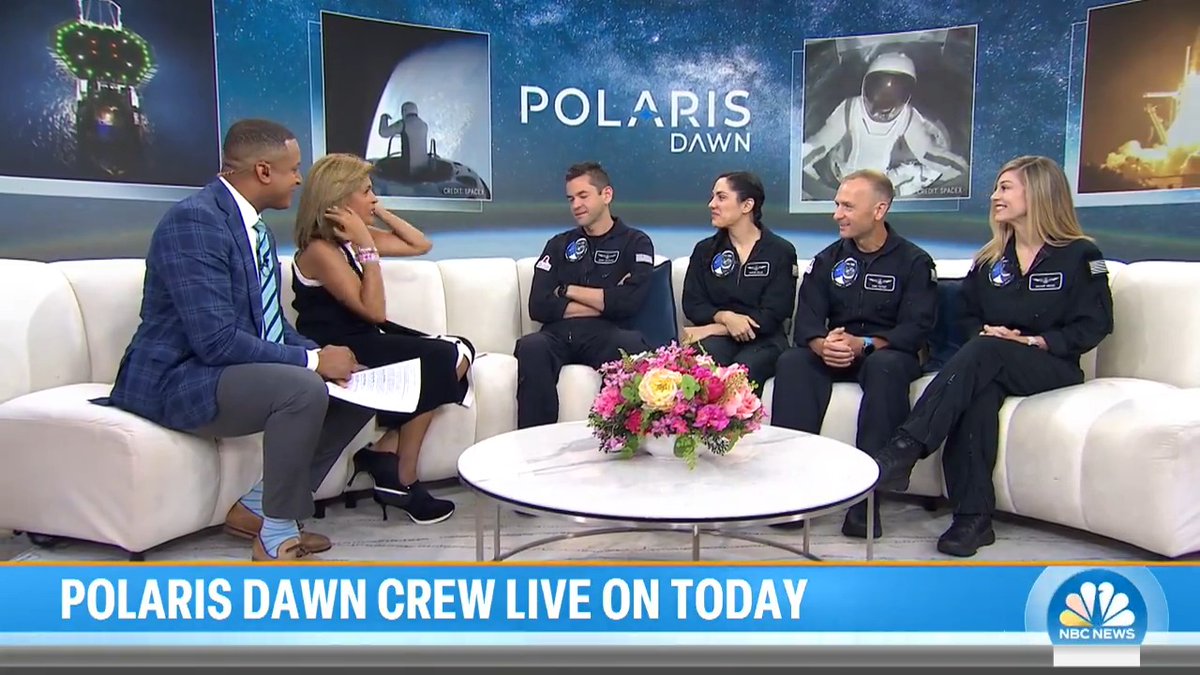 The Polaris Dawn crew, billionaire entrepreneur Jared Isaacman, retired Air Force Lt. Col. Kidd Poteet and SpaceX engineers Sarah Gillis and Anna Menon, join TODAY to talk about their mission in space, including taking part in the first civilian spacewalk.