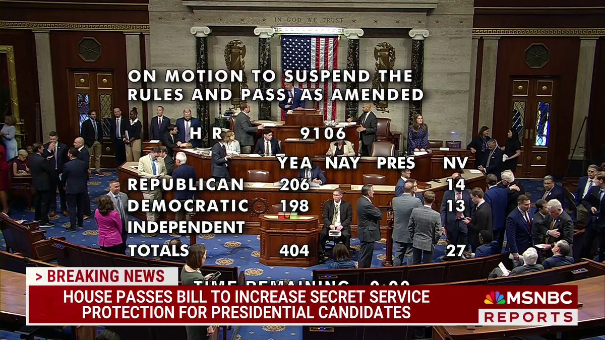 BREAKING: House passes bill to increase Secret Service protection for presidential candidates.