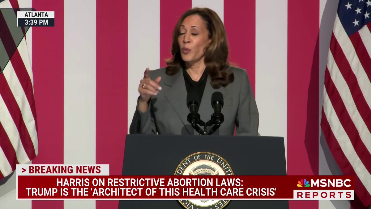 "If he is elected again, I am certain he will sign a national abortion ban." Vice President Kamala Harris denounces Trump and Project 2025's plans for women's reproductive rights.
