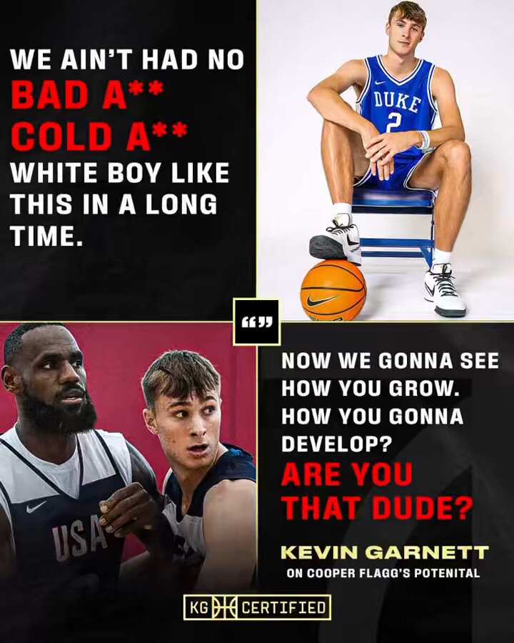 KG is all-in on Cooper Flagg’s superstar potential 👀 “I could see kids wanting to be like that and play like that… We ain’t have no cold a** white boy like this in a long time!” ALL-NEW Ticket &amp; The Truth: