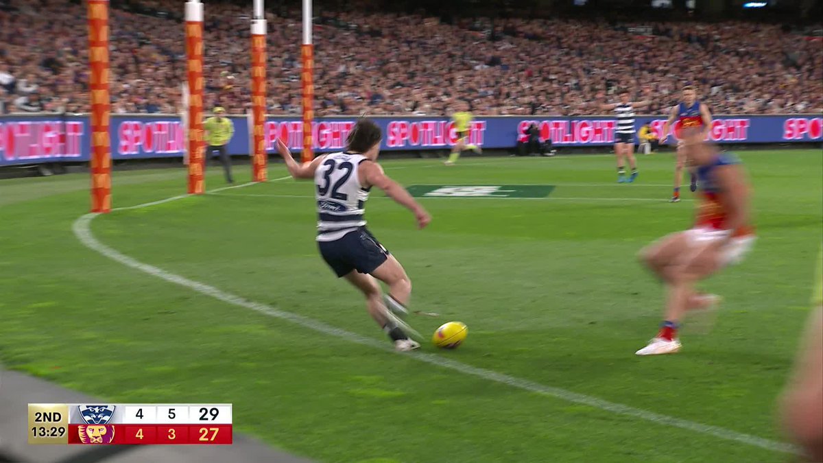 THE CROSS, THE FINISH! ⚽ Miers and Henry with something special! #AFLFinals | #AFLCatsLions