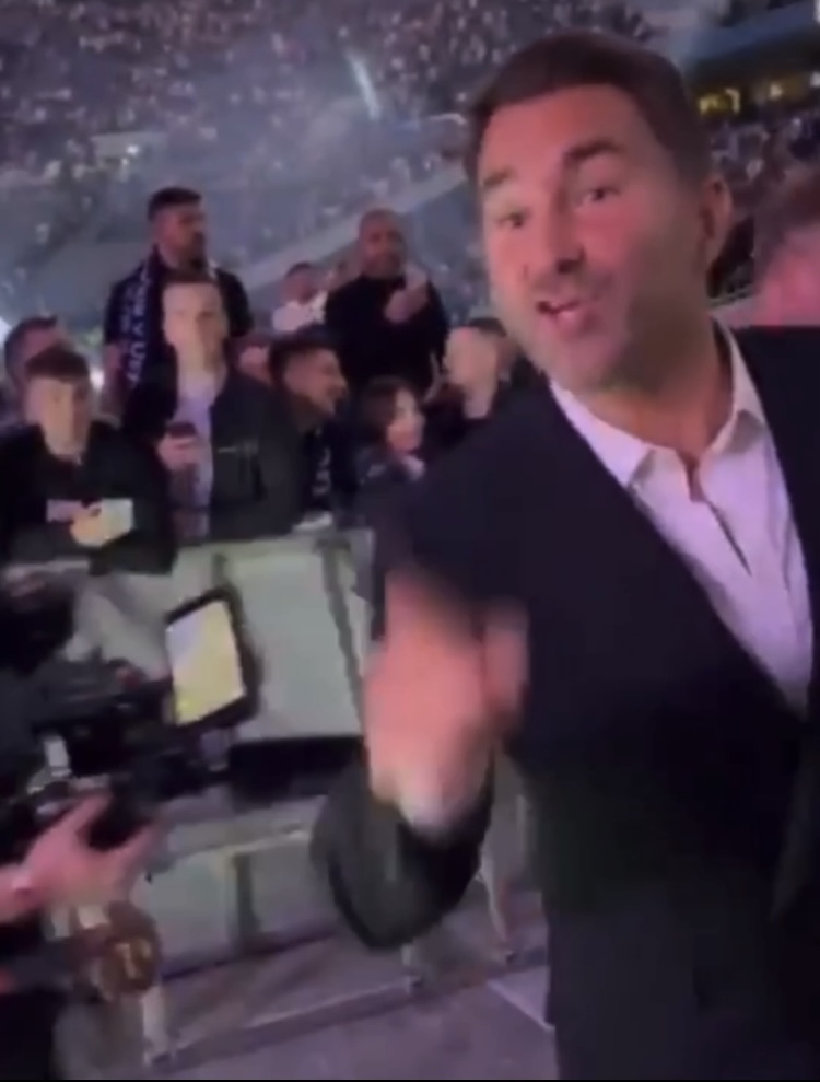 When Eddie Hearn exchanged words with a fan straight after Anthony Joshua's defeat to Oleksandr Usyk…