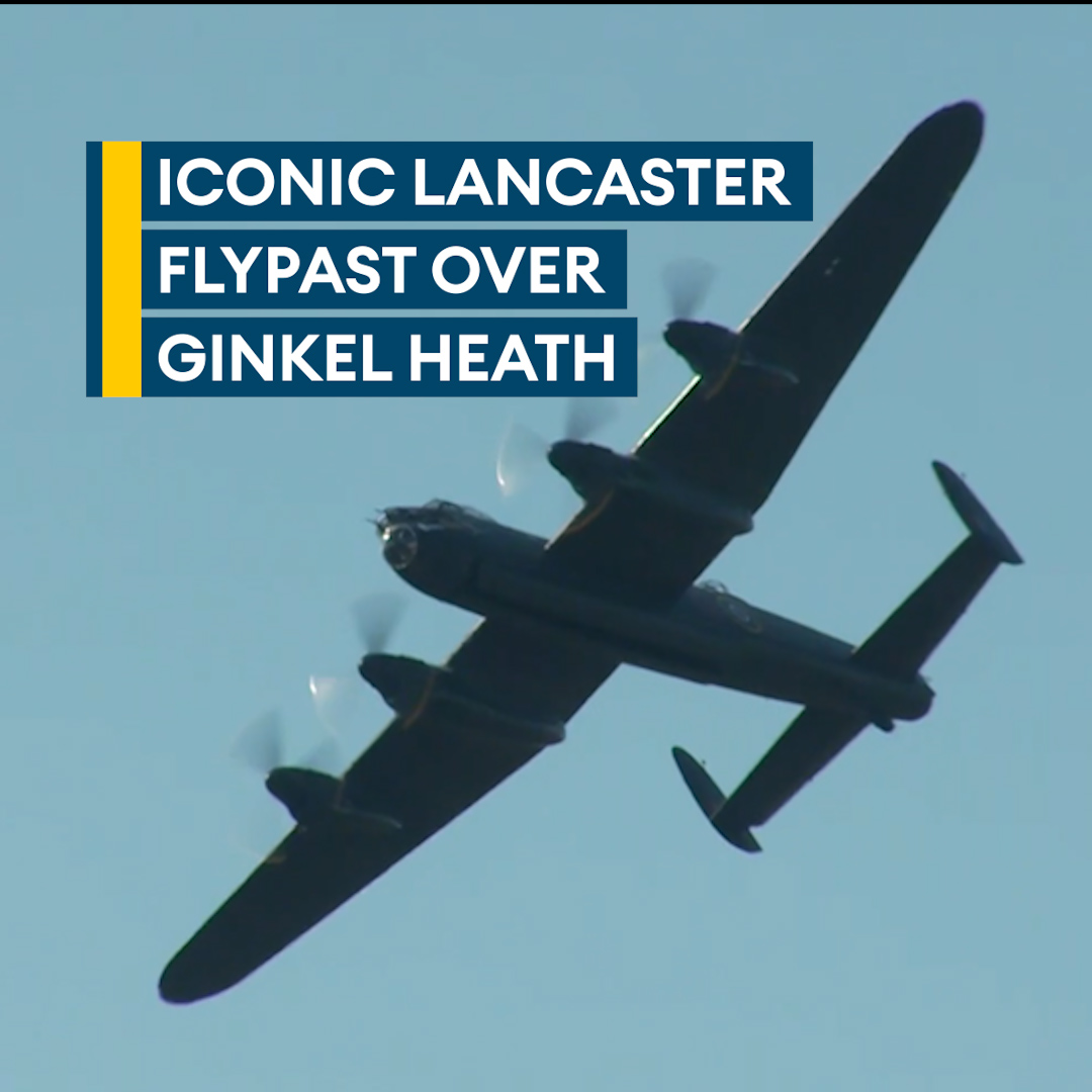 Iconic flypast ✈️ A Lancaster Bomber aircraft of the RAF BBMF took to the skies to mark #Arnhem80. The only airworthy Lancaster paid a very special tribute to all those involved in Operation Market Garden 80 years ago. 📺 Watch here 👇