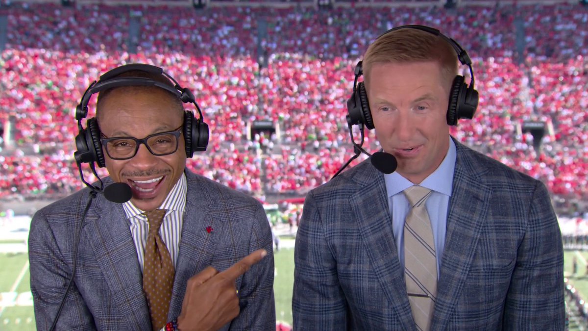 Gus: "Man is it good to be back at OH..." Joel: "IO" There's no better way to start a Saturday than with Gus Johnson and Joel Klatt 🐐🐐🎙️