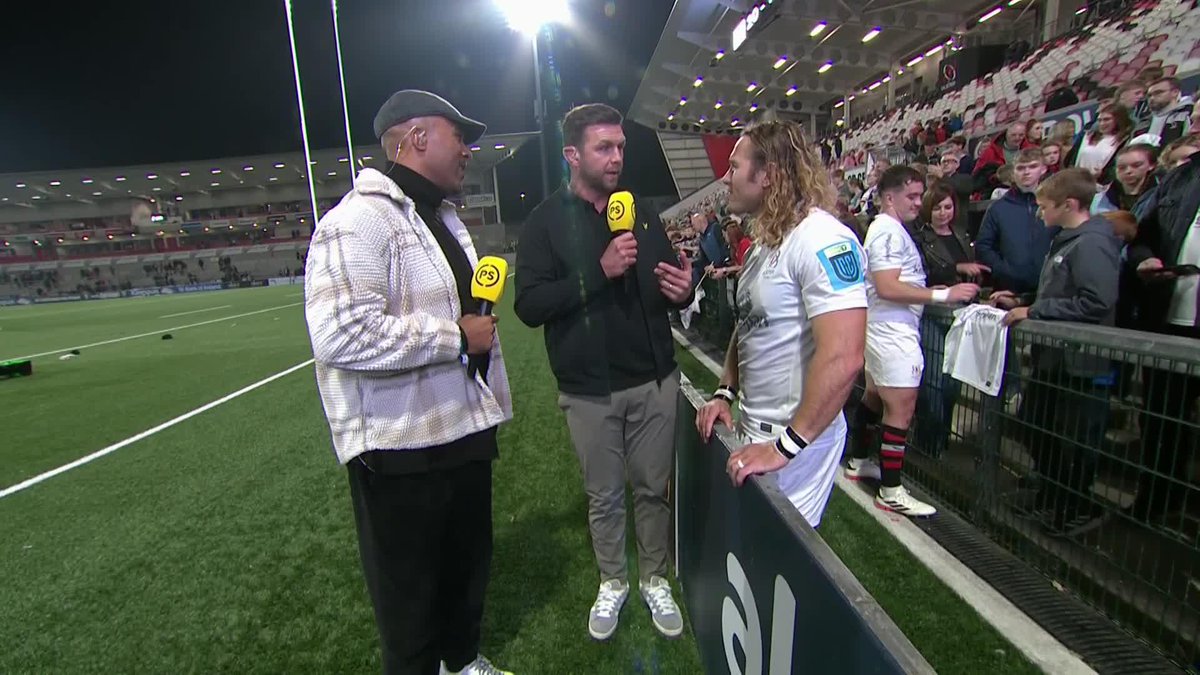 👊 ryan wilson and Simon Zebo team up to conduct post-match interviews with Ulster Rugby debutants Aidan Morgan and Werner Kok plus Rory Darge of Glasgow Warriors 🗣️ "I wish there was twenty extra minutes for me to play but the boys did well and I've settled in nicely!"